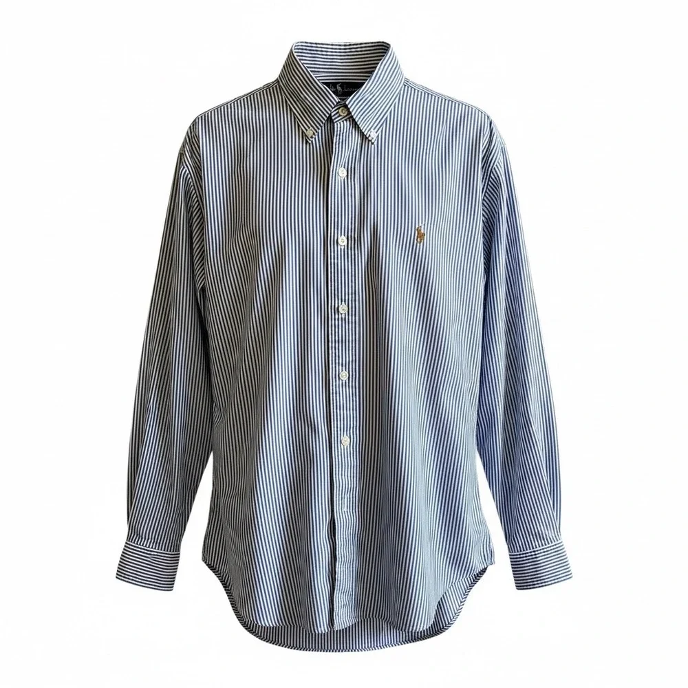 Banana Republic Mens Blue White Plaid Button Down Shirt Size M 15-15.5 Medium